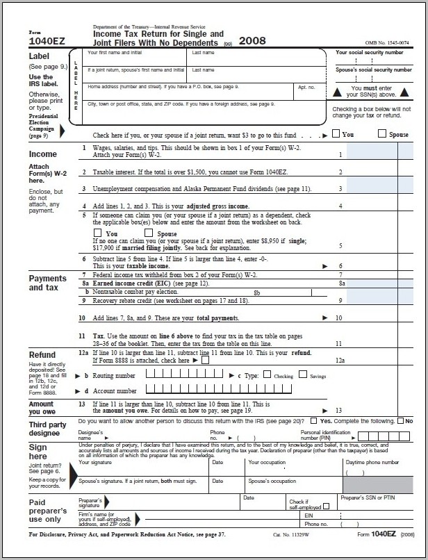 instruction booklet for tax form 1040