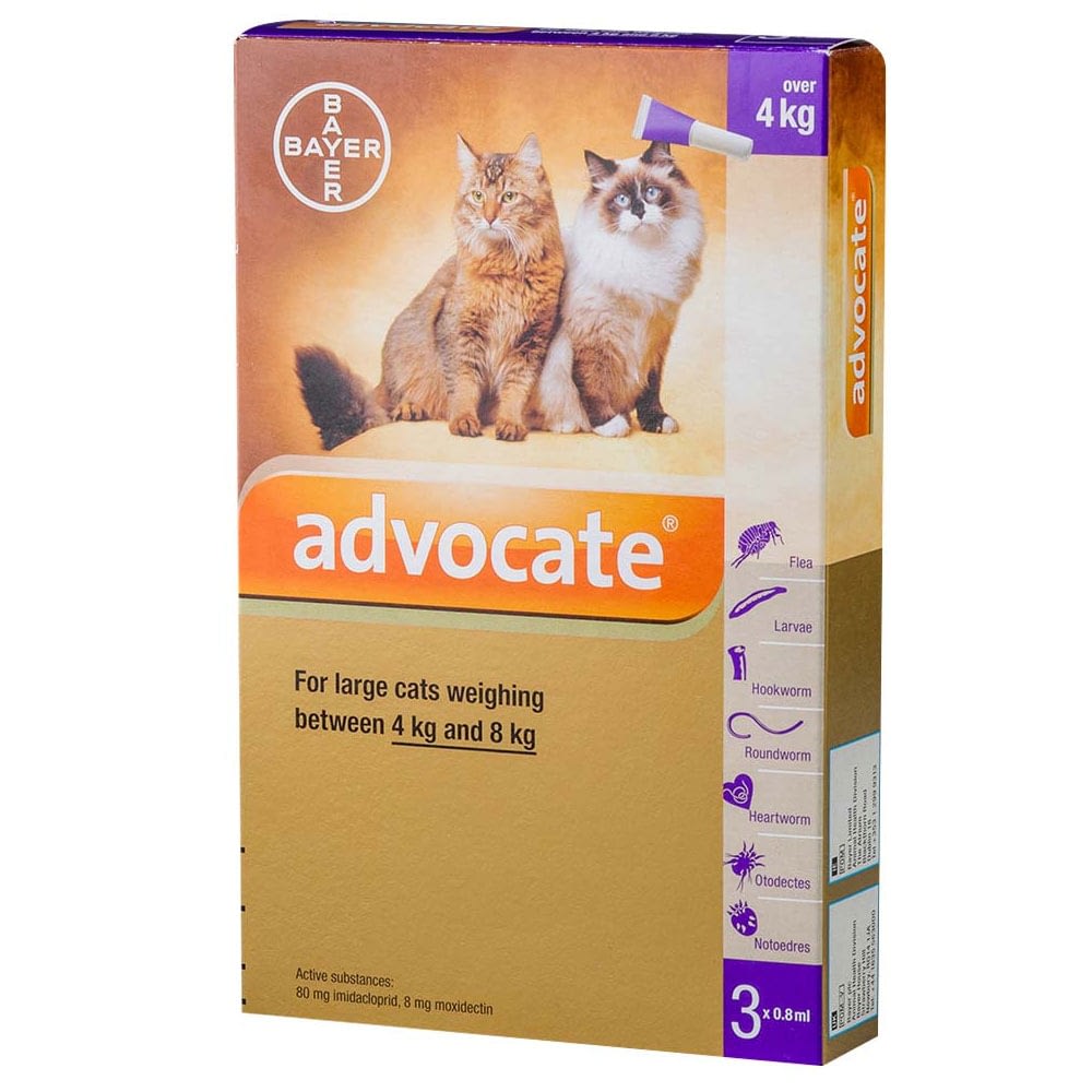 Advocate Flea Heartworm and Worm Treatment for Small Cats 4kg 6 Pack