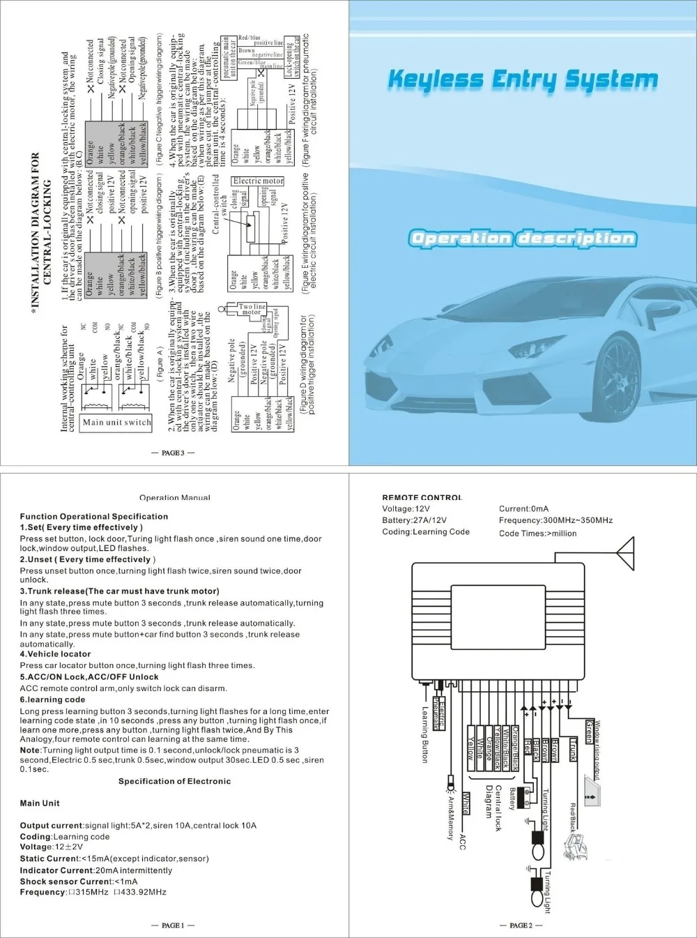 central locking instructions auto lock