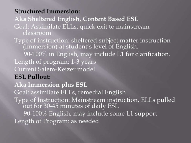 esl pullout sheltered instruction and bilingual education